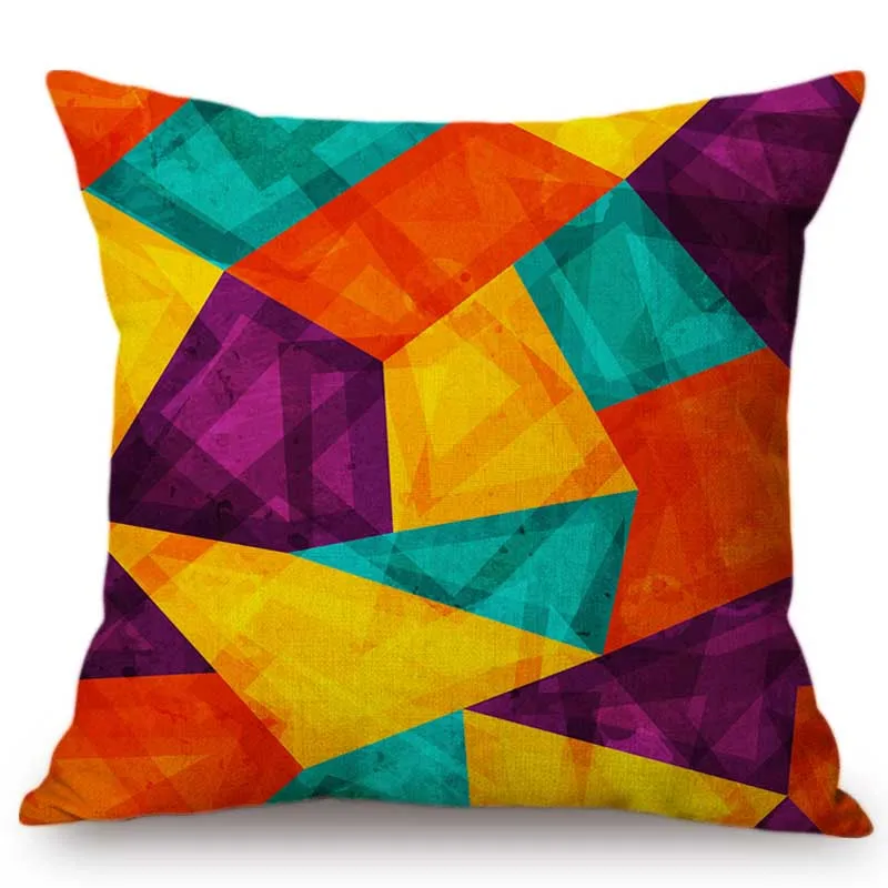 Orange Warm Color Tone Geometric Indoor Sofa Pillow Cover Winter Nordic Triangle Dots Half Circle Design Pattern Cushion Cover