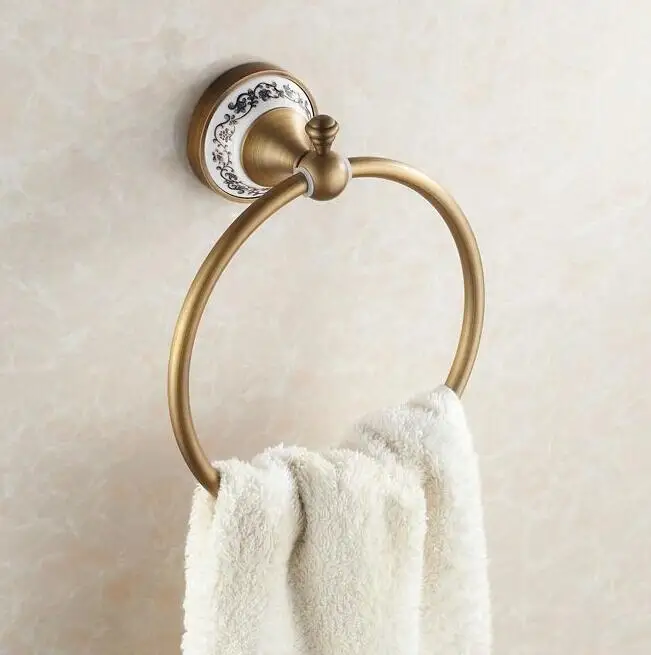 Antique Brass Ceramic Copper Bathroom Accessories Bath Towel Rack Towel Bar Cup Holder Paper Holder Clothe Hook