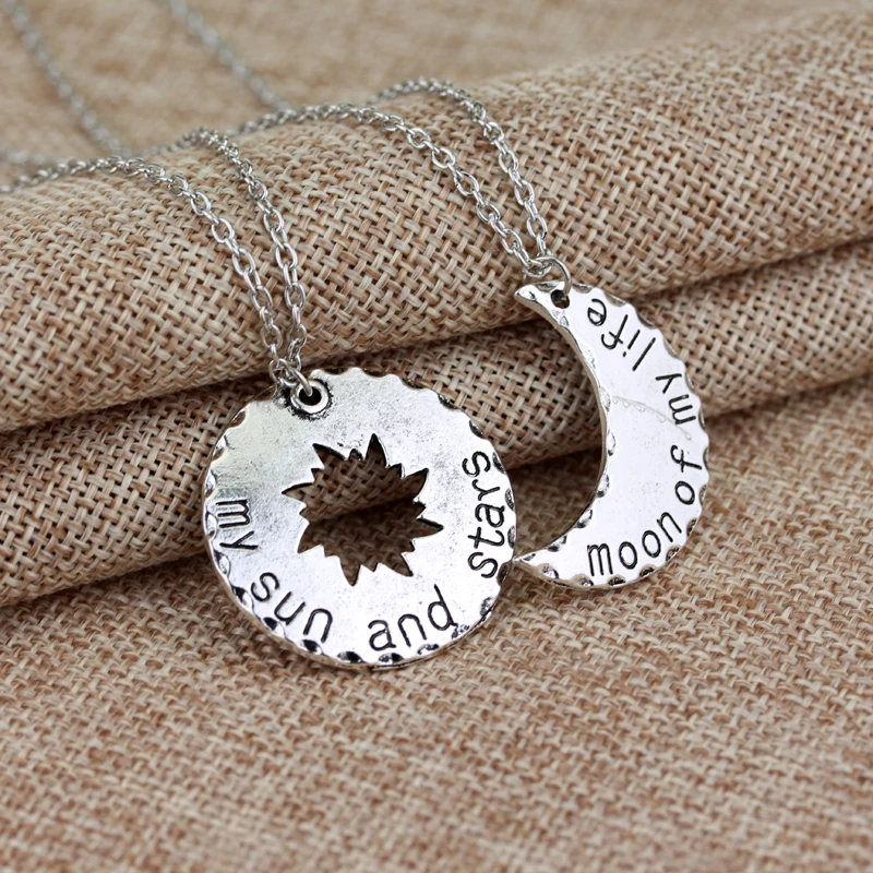 dongsheng His&Hers Khal/Khaleesi Lovers Chain Necklaces Moon Of My Life My Sun Stars Pendant Couple necklace -30