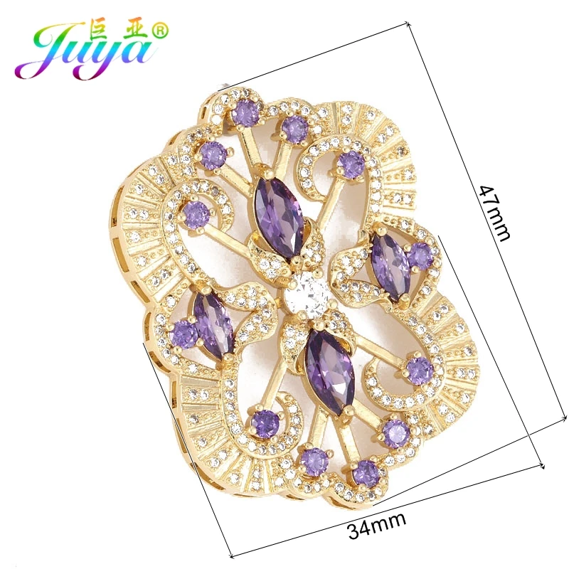 Juya Handmade Gold Floating Flower Pendant Connectors Accessories For DIY Women Sweater Pearls Bracelet Necklace Making Supplies