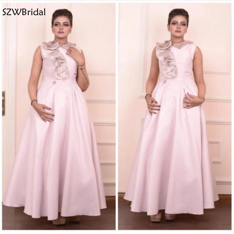 

New Arrival High Neck Pink Evening dresses Long Robe de soiree Cheap formal dress Party evening gowns Arabic evening dress