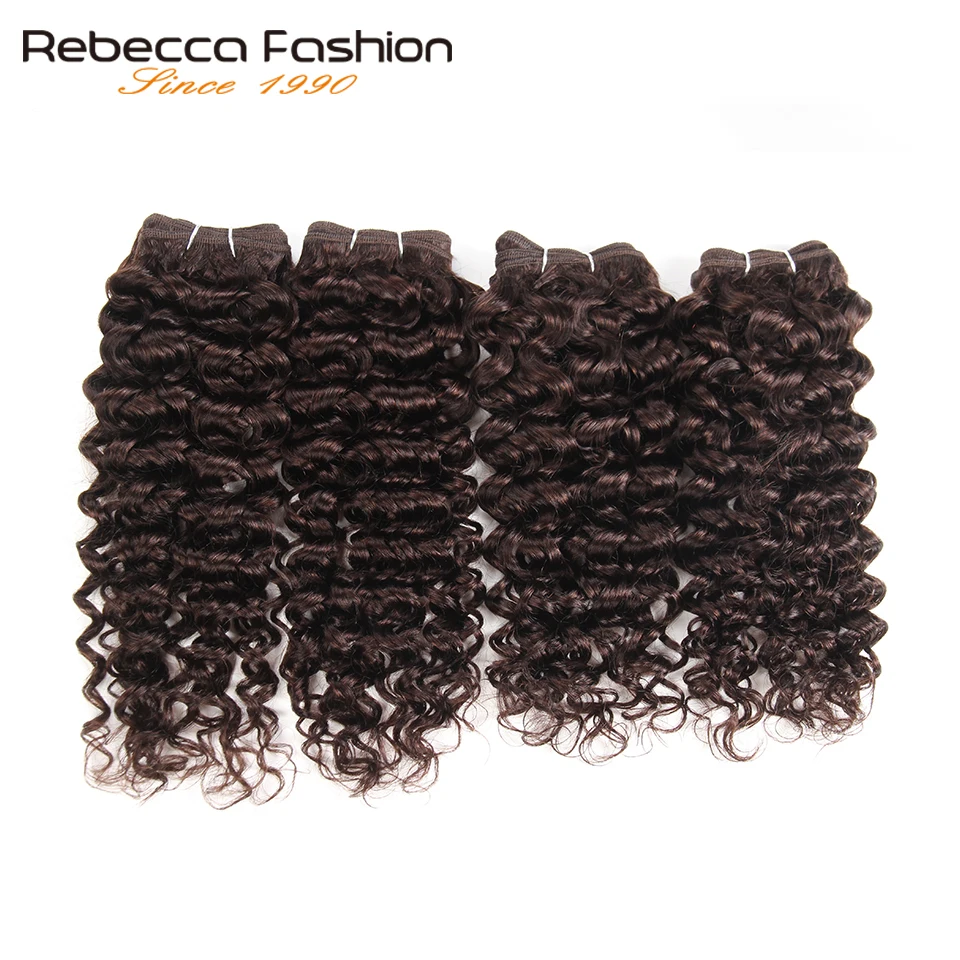 Rebecca Malaysian Jerry Curly Wave Weave Hair 4 Bundles 190g/ Pack Non Remy Curly Human Hair Bundles 4 Colors #1 #1B #2 #4