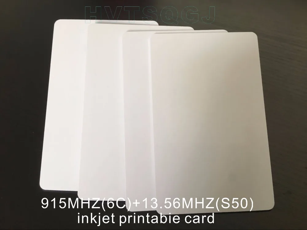 

50pcs Free shipping UHF Alien H3+HF MFI F08 White Blank CR80 inkjet pvc card for epson l800 printer