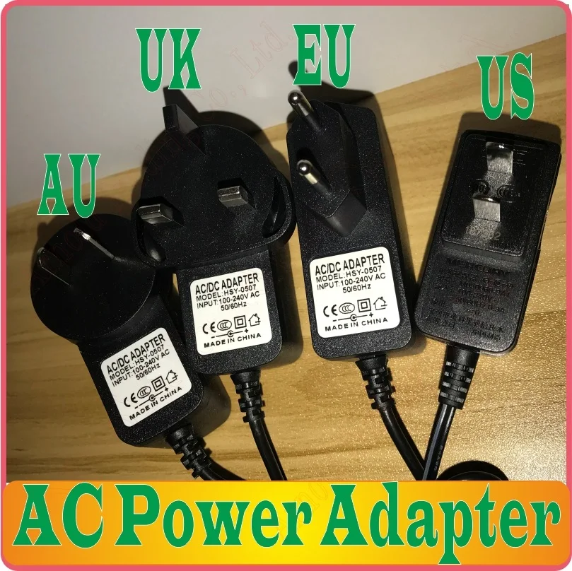 

EU/US/AU/UK AC Power Adapter Charger 5v0.6a AC/DC 100V-240V Adapter, Output 5V 0.6A 600mA, DC Connector 3.5mm*1.35mm Prom-