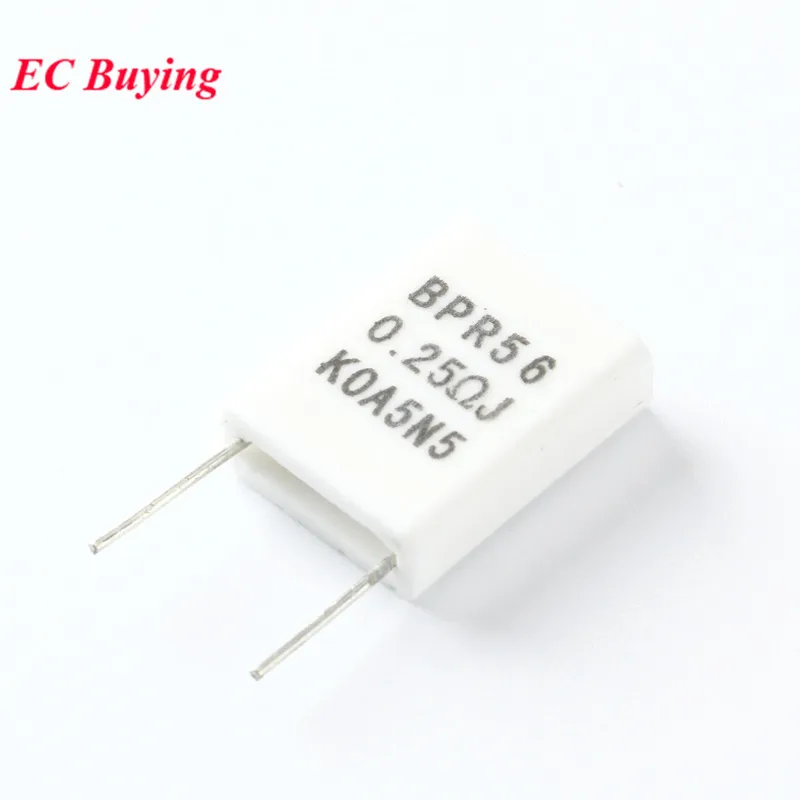 Resistor de cimento cerâmico não indutivo, BPR56, 0,1 0,15 0,22 0,25 0,33 0,5 ohm, 0.1R 0,15R 0,22R 0,25R 0,33R 0,5R, 5W, 10Pcs