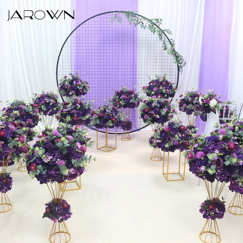 

JAROWN Custom Wedding Color Artificial Rose Hydrangea Flower Ball Flower Row Arch Stand Set Party Decor Large Event Decoration