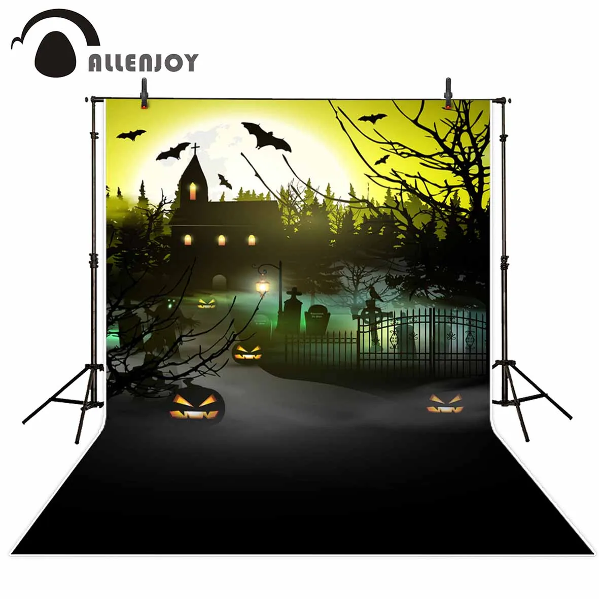 

Allenjoy vinyl photographic background Cemetery Castle Bats Pumpkin Horror new backdrop photocall photo printed customize