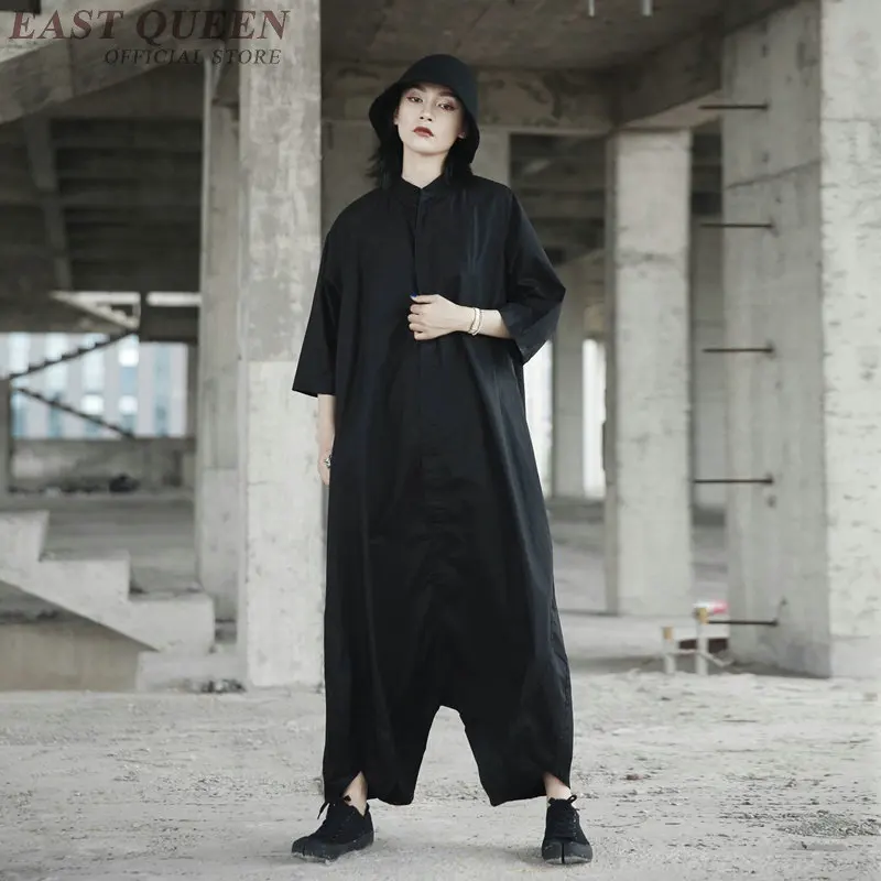 Mulheres rompers mulheres jumpsuit macacões soltos moda streetwear sólida poliéster combinar comprimento total com bolso DD483 F