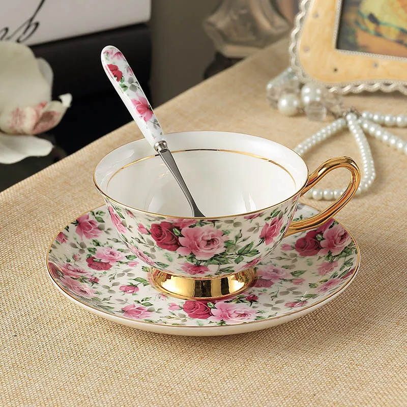 NONE Set aus Kaffeetassen und Untertassen aus feinem Knochenporzellan, Teetasse aus Porzellan, Afternoon Tea Party, 200 ml 10