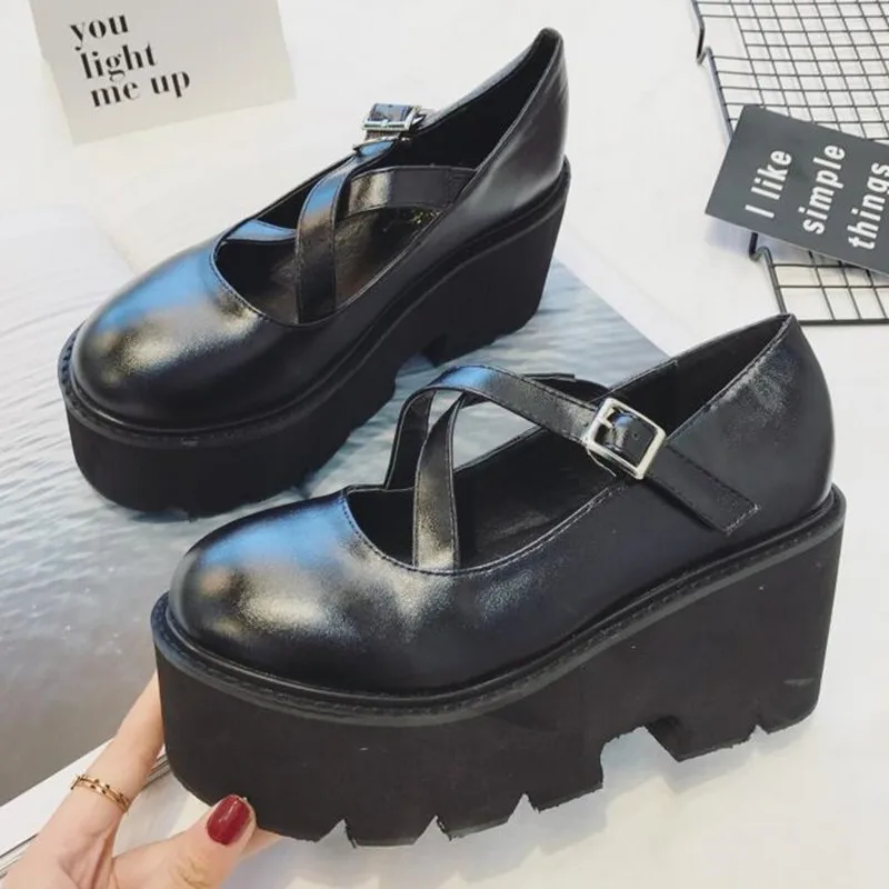 solar system New pattern Primitive wind Muffin Thick bottom Women Shoes Punk Round head Internal increase Single shoes 35-39