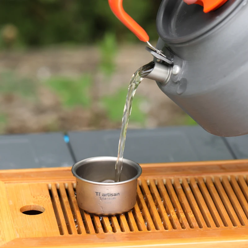 

Tiartisan Pure Titanium Lightweight Kung Fu Tea Cup Leisure Outdoor Camping Portable 35ml Mini Handy Cup Drinkware