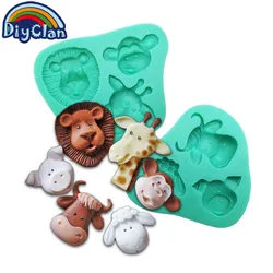 Animals sugarcraft silicone mold for cake decorating cow sheep pig head fondant cupcake form lion chocolate polymer clay mould