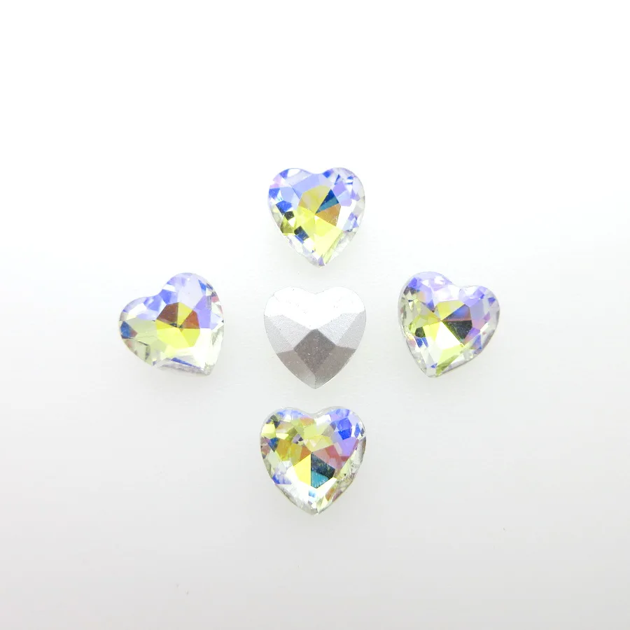 AB colors 8mm 10mm 12mm 14mm 16mm 18mm 27mm heart shape glitter glass Crystal glue on rhinestones crafts diy colorful decoration