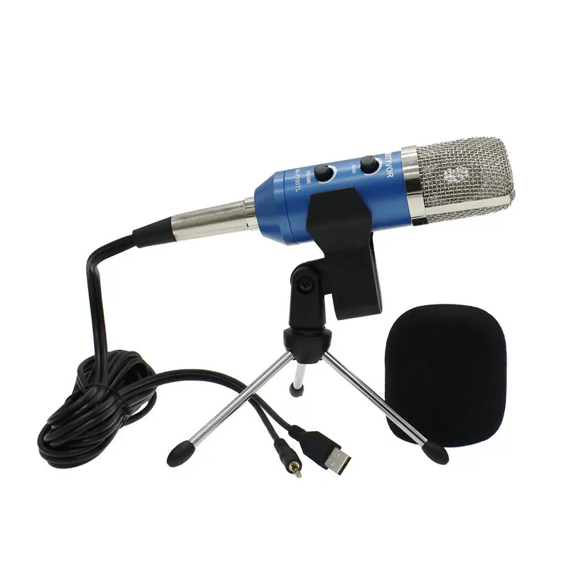 MK-F100TL USB 2.0 Condenser Sound Recording Audio Processing Wired Microphone with Stand for Radio Braodcasting KTV Karaoke