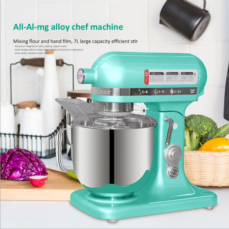 خلاط طعام كهربائي متعدد الوظائف ، 7 لتر ، مضرب بيض تجاري ، آلة خلط عجن العجين