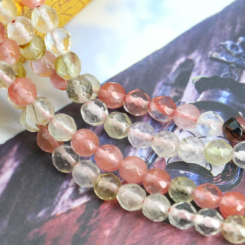 Hot 6mm Faceted Pink Multicolor Watermelon Tourmaline 15inches 2pc/lot DIY Loose Beads Suitable Women Making Jewelry Gift