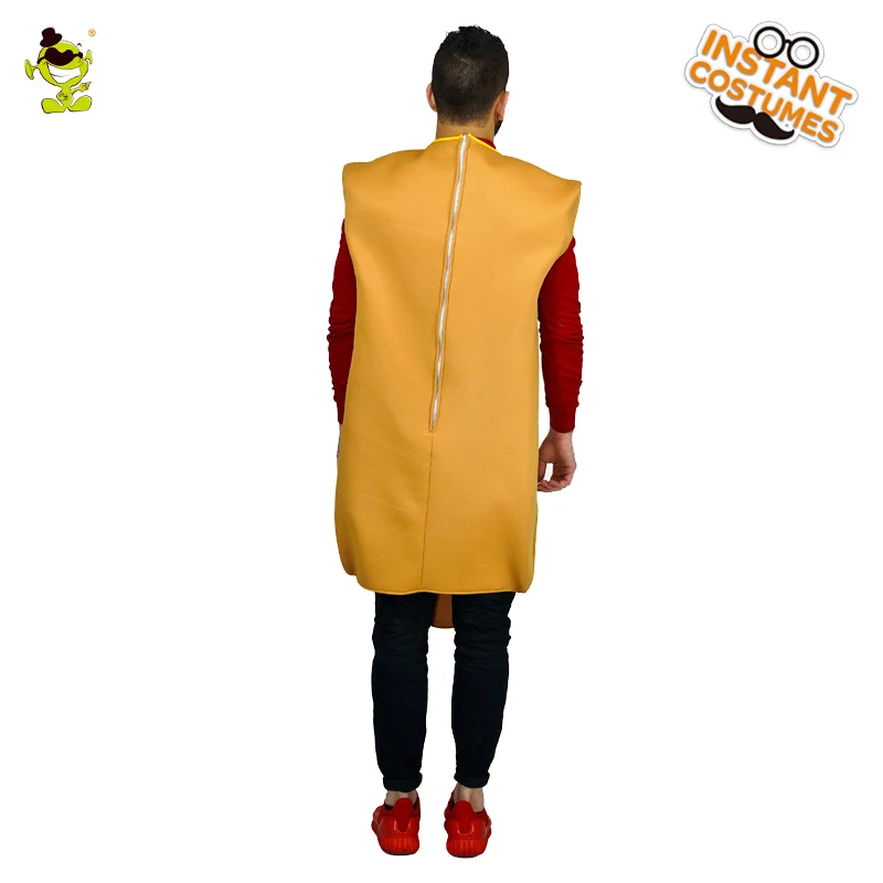 QLQ  Men's Hot Dog Jumpsuit Costume Food Role Play Party Funny Cosplay  Halloween Party Hot Dog Costumes