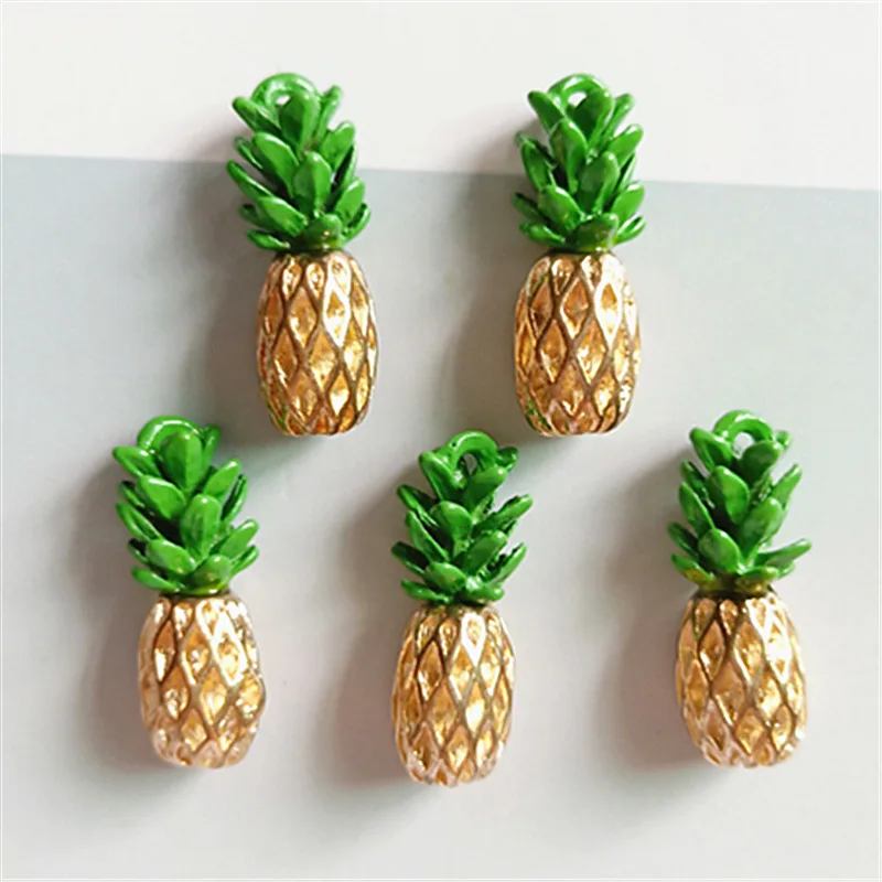 10pcs/lot New Alloy Small Pineapple Buttons Ornaments Jewelry Earrings Choker Hair DIY Jewelry Accessories Handmade