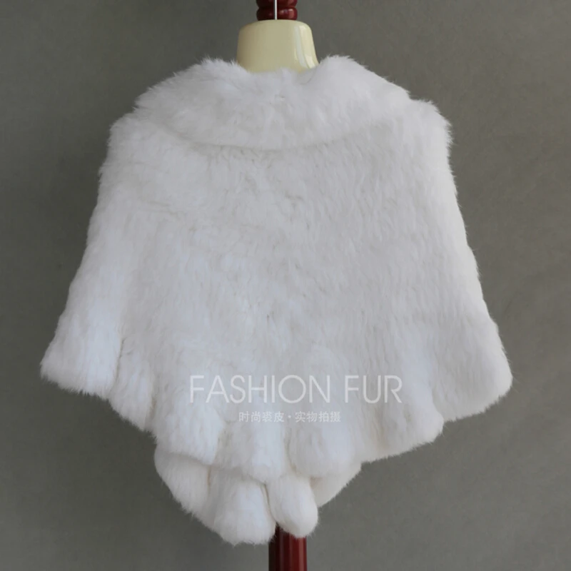 FXFURS 2020 Handmade Fur Cape Knitted Rabbit Fur Shawl Genuine Rabbit Fur Cloak Cape Bride Fur Cape Women