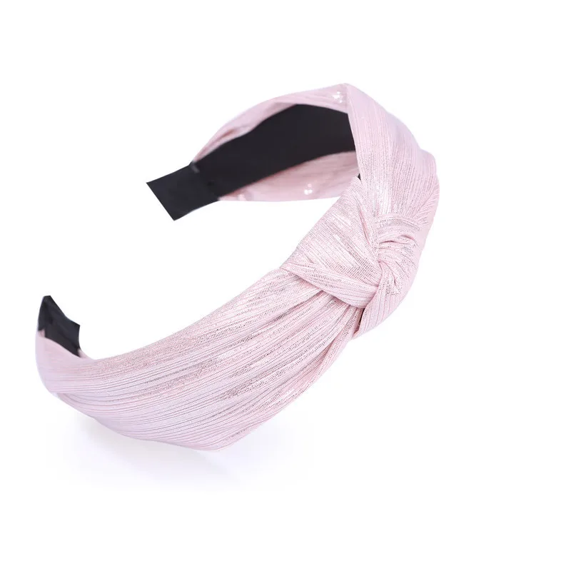 Fashion Solid Ribbon Knotted Hairbands Colorful Gold Headbands for Women Girls Wine Red Wide Black Hairband Hair Accessories