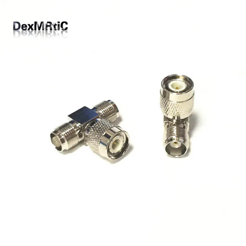 1pc TNC  Male Plug switch 2*TNC female jack  T Type splitter RF Coax Adapter convertor straight Nickelplated  NEW wholesale