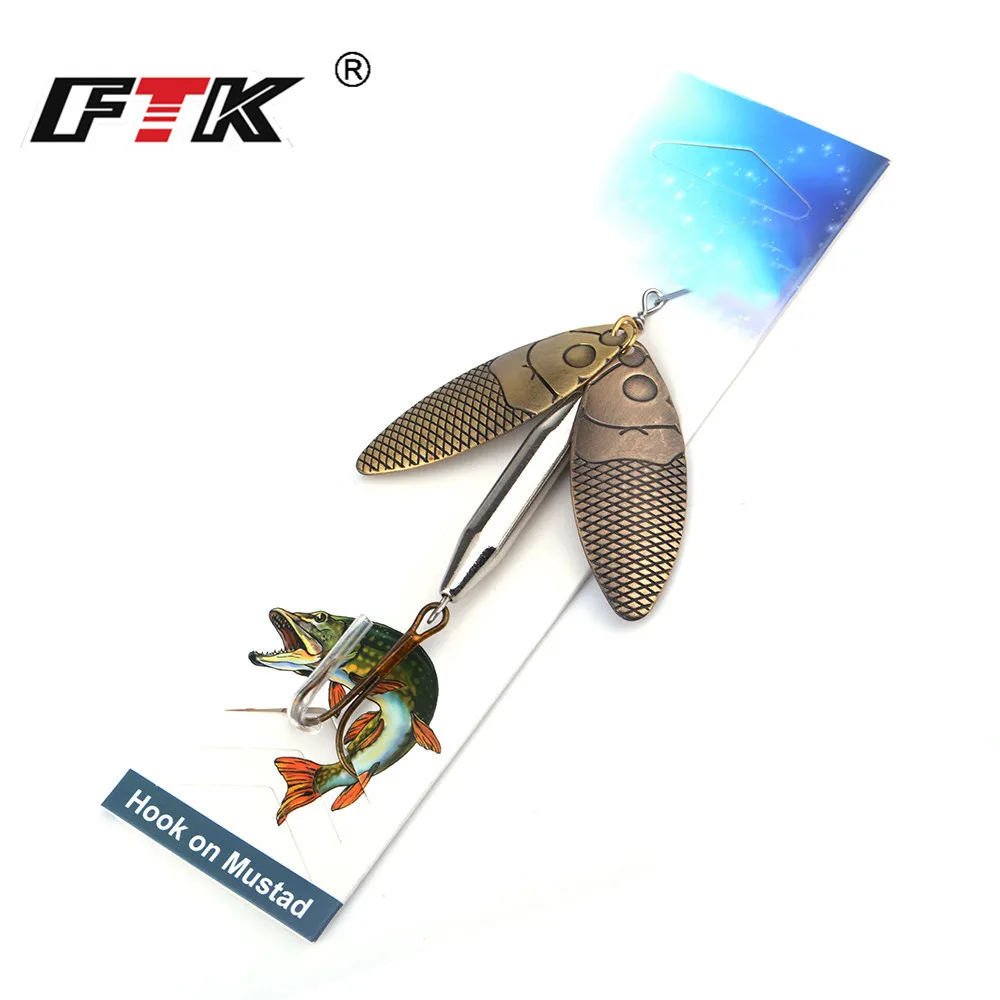 FTK 1PC 10Colors Double Spinner Long Cast Coloful Bait Fishing Lures Pesca Spinner Pike Sequin Paillette carp