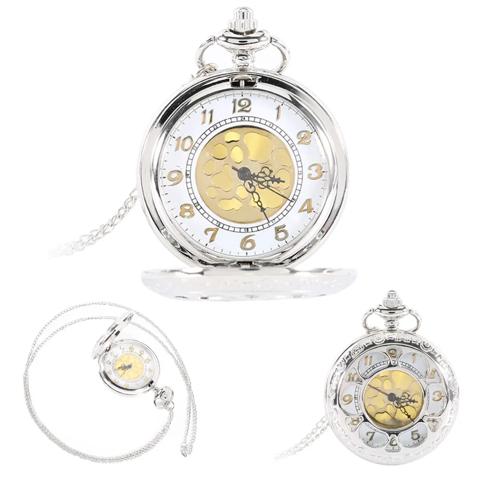 Vintage Hollow Flower Quartz Zakhorloge Romeinse Nummer Ketting Hanger Met Ketting Verjaardag Geschenken Ll @ 17