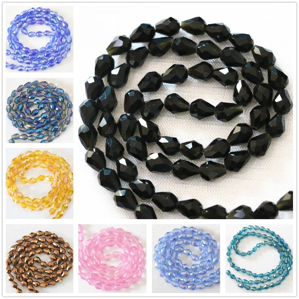 Hot sale fashion arrival 5x7mm waterdrop teardrop faceted crystal glass quartz Newly loose beads 70pcs B1171