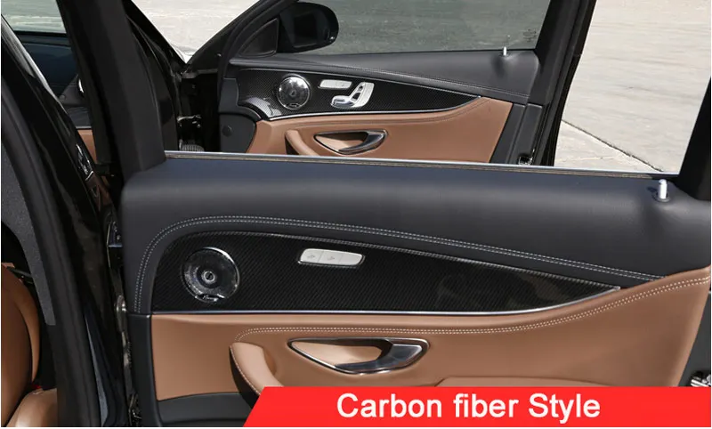 For Mercedes Benz E Class W213 E200l E300l ABS Chrome Gloss Black Interior Door Decoration Panel Cover Trims 4pcs