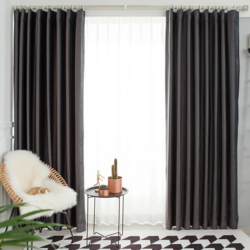 Europe Velvet Blackout Curtains For Living Room Bedroom Blue Purple Solid Curtains Window Treatment For Kids Room Custom Size