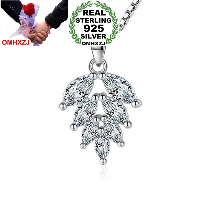 OMHXZJ Wholesale Fashion Ice Leaves OL Woman Girl Gift AAA Zircon 925 Sterling Silver Pendant Charms PE133 ( NO Chain Necklace )