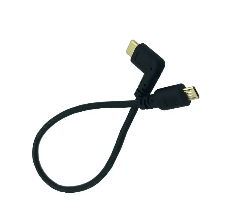 90 Degree Right Angled Type C To Micro USB B OTG Cable For DAC Portable Digital Audio Amplifier 30cm 1ft