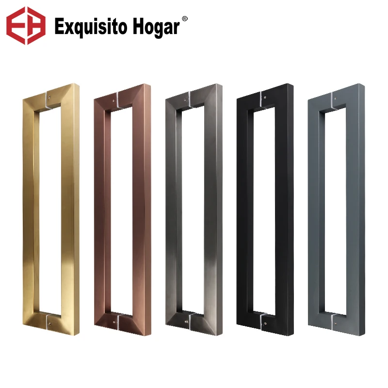 Custom Glass Door Square Handle  Light Rose Gold Wooden Stainless Steel Cabinet Handle Big Handle 400MM