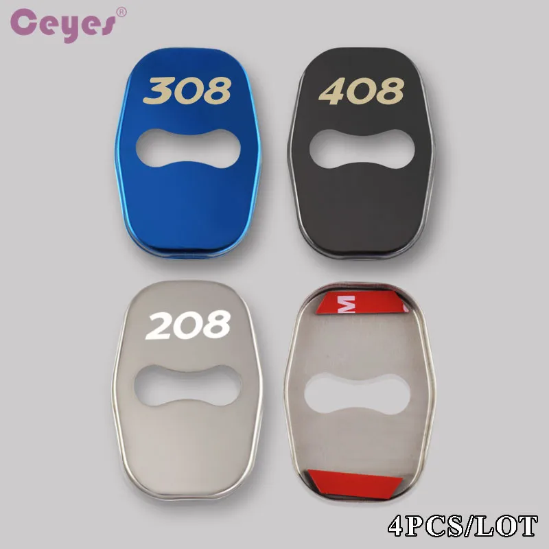 Ceyes Car Styling Door Lock Decoration Rust Protection Covers Case For Peugeot 208 308 408 508 2008 3008 Accessories Car-Styling