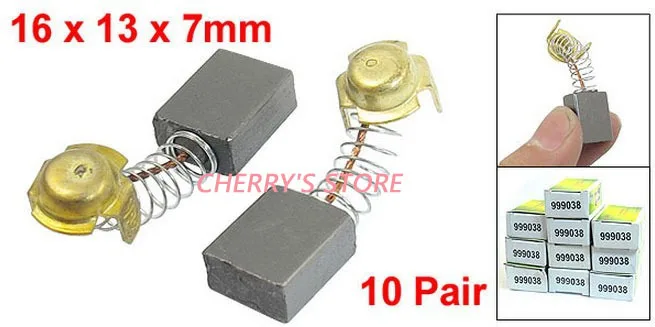 10 Pair 16mm x 13mm x 7mm Power Tool Motor Carbon Brushes 999038 for Hitachi