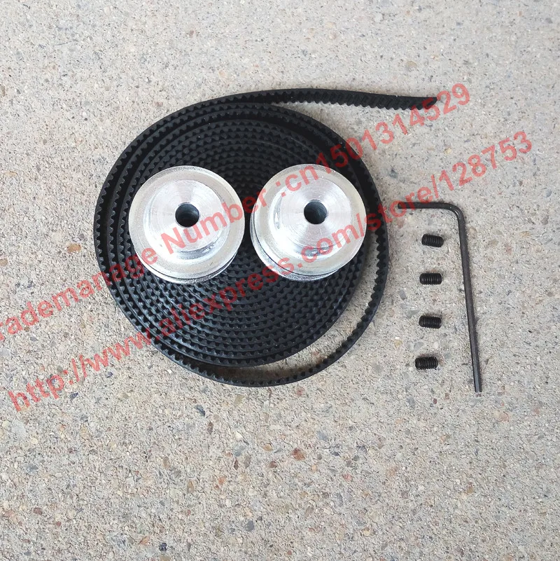 2pcs 36 teeth GT2 Timing belt Pulley Bore 5mm + 2 Meters GT2 timing Belt Width 6mm 2GT timing belt pulley