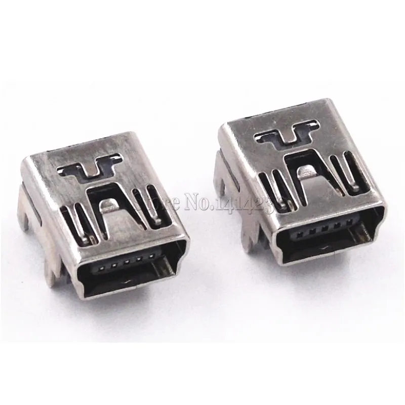 10Pcs Mini USB Type B 5-Pin Female Socket Right Angle DIP Jack Connector Plug-in