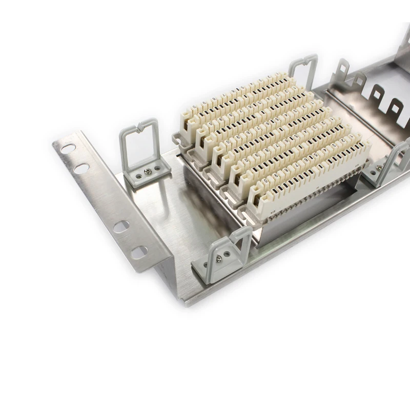 Estante de acero Inoxidable 100 pairs panel de conexiones de teléfono Krone módulo de voz VDF Bastidor De Distribución para gabinetes estándar de $ number pulgadas