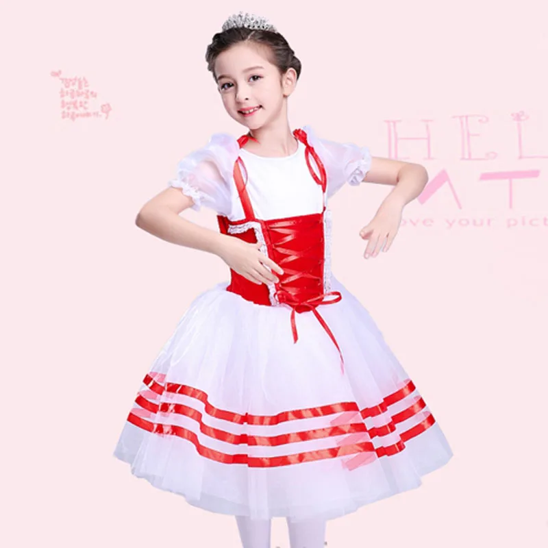 Leotardo de LICRA rojo Giselle hecho a medida para niños, vestido de baile de Ballet, ropa de baile, tutú de Ballet rural, disfraz de Jazz