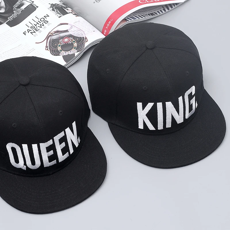 Hot Sale KING QUEEN Embroidery Snapback Hat Acrylic Men Women Couple Baseball Cap Gifts Fashion Hip-hop  Caps