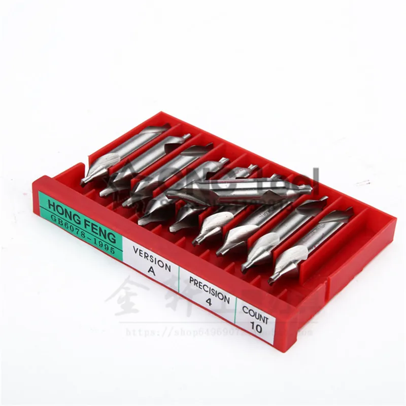 Envío gratis 10 unids/lote 1mm 2mm 3mm 4mm 5mm 6mm HSS taladros centrales 60 grados avellanadores combinados grado ángulo punta conjunto herramienta