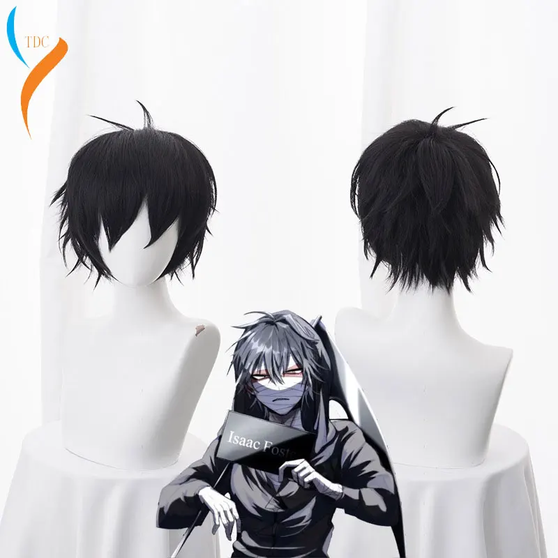 2019 Zack Wigs Anime Angels of Death Cosplay Wig Synthetic 30cm Black Men Hair Zack Isaac Foster Angels of Death Cosplay Hair