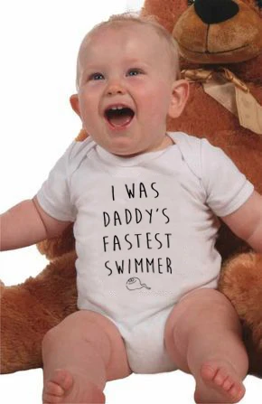 

Summer Funny Jumpsuit I Was Daddy's Fastest Swimmer BabyRomper Outfit Letters Print Newborn Baby Infant Playsuit