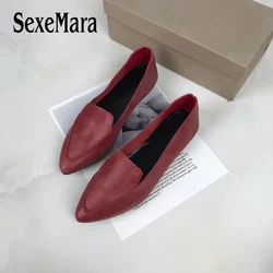 New 100% Genuine Leather Women Flats shoes Comfortable soft Pointed Toe Solid Pregnant Driving Ladies Loafers Shoes