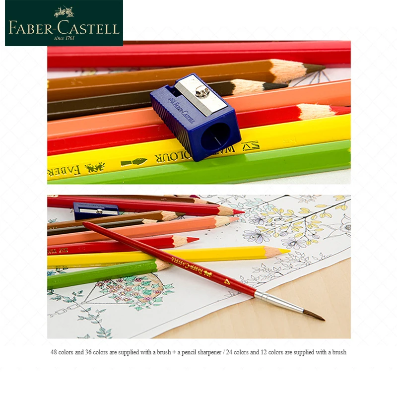 Imagem -06 - Faber Castell Aquarela Lápis Grupo Lápis de Cor Solúvel em Água Desenho Escolar 12 24 36 48 60 72