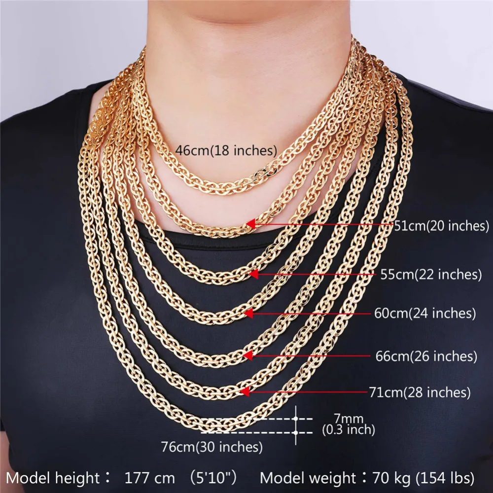 U7 Trendy Silver/Gold/Black Color Rock Woven Chain Bracelet Necklace Jewelry Set For Men Hip Hop Gift Wholesale S1015