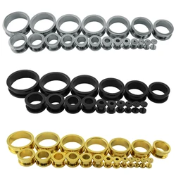1 Pair 3-30mm Stainless Steel Ear Tunnels Plugs Gold Black Silver Color Expander Stretcher Ear Gauges Piercing Jewelry