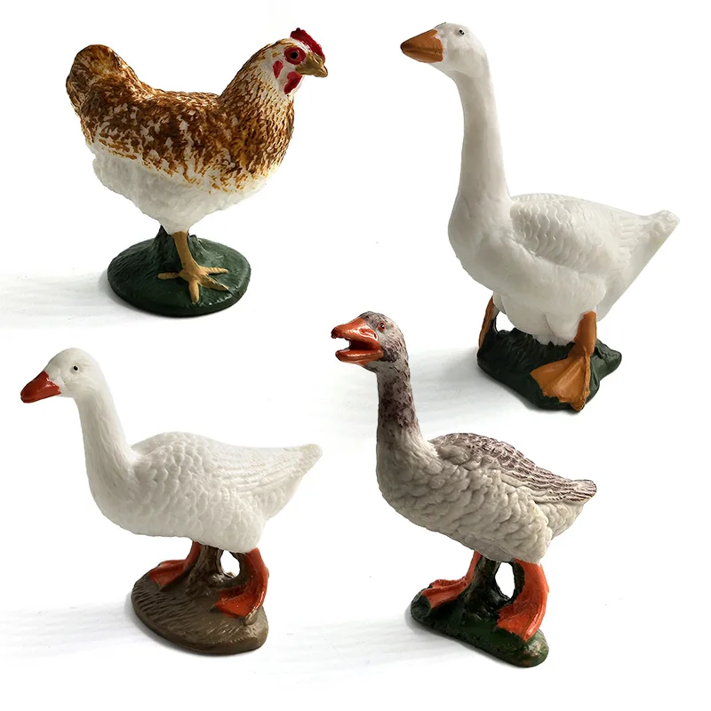 Figurines de coq, poulet, canard, cygne, poule, ferme, Animal, modèle Miniature, féerique, décoration de jardin, accessoires modernes