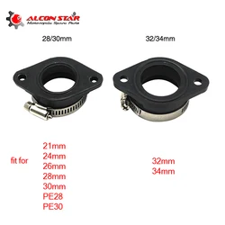 Alconstar- Rubber Motorcycle Carburetor Adapter Inlet Intake Pipe Dirt Bike For MIKUNI OKO KOSO KEIHIN 28 30 32 34 PE28mm PE30mm