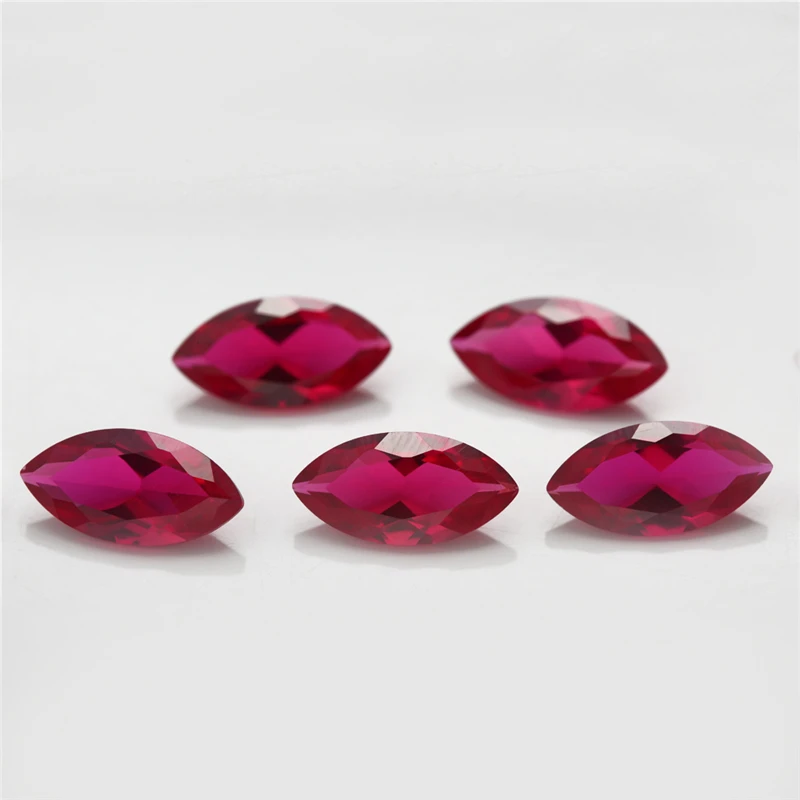 Synthetische Korund-Steine im Marquise-Schliff, rot, lose, 3x6mm-8x16mm 5 # 8 # Farbe für Schmuckherstellung – Detail 3